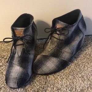 Plaid Toms Wedges